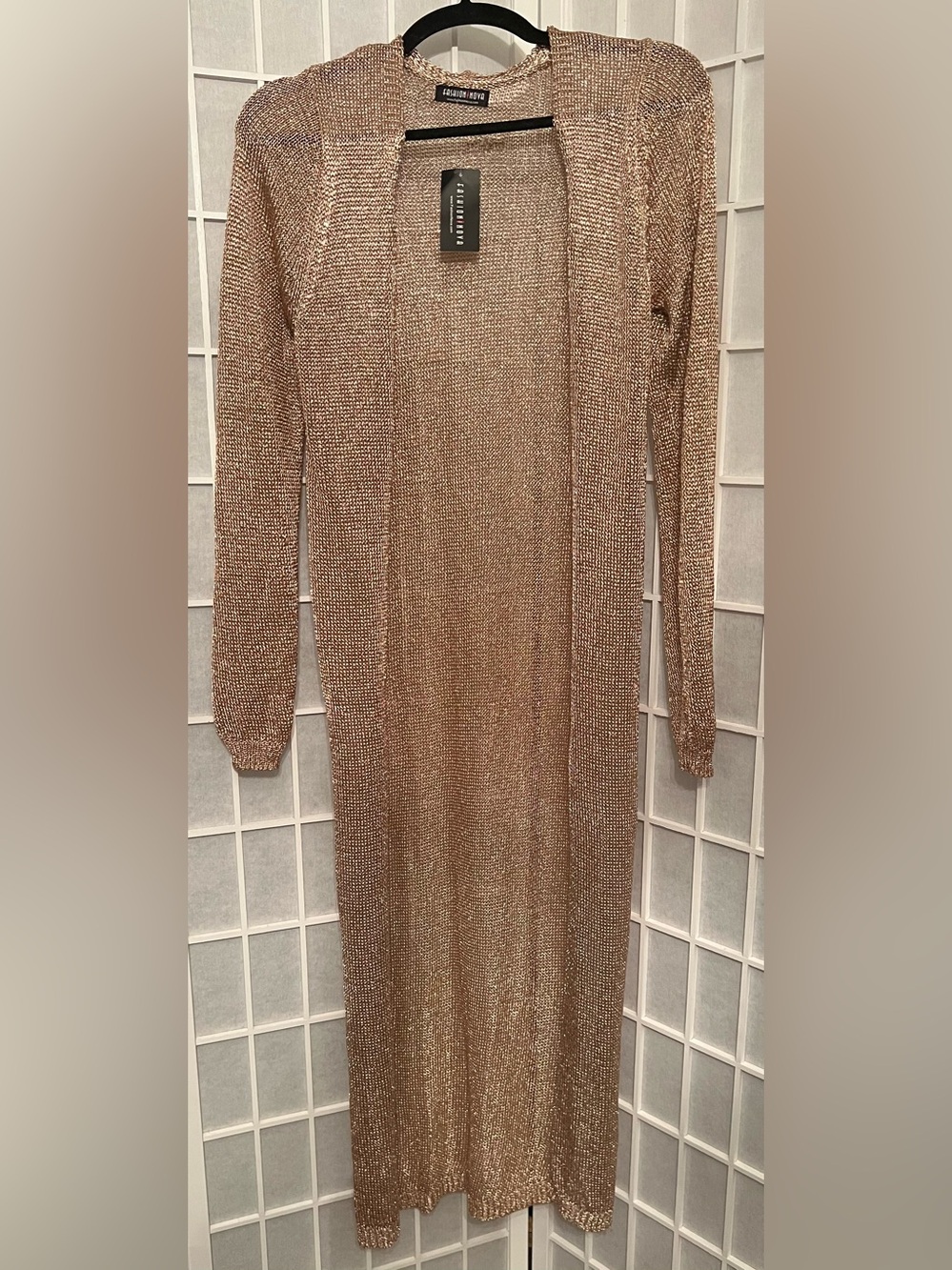 FASHION NOVA Spark It Cardigan Metallic Knit Rose Gold NWT